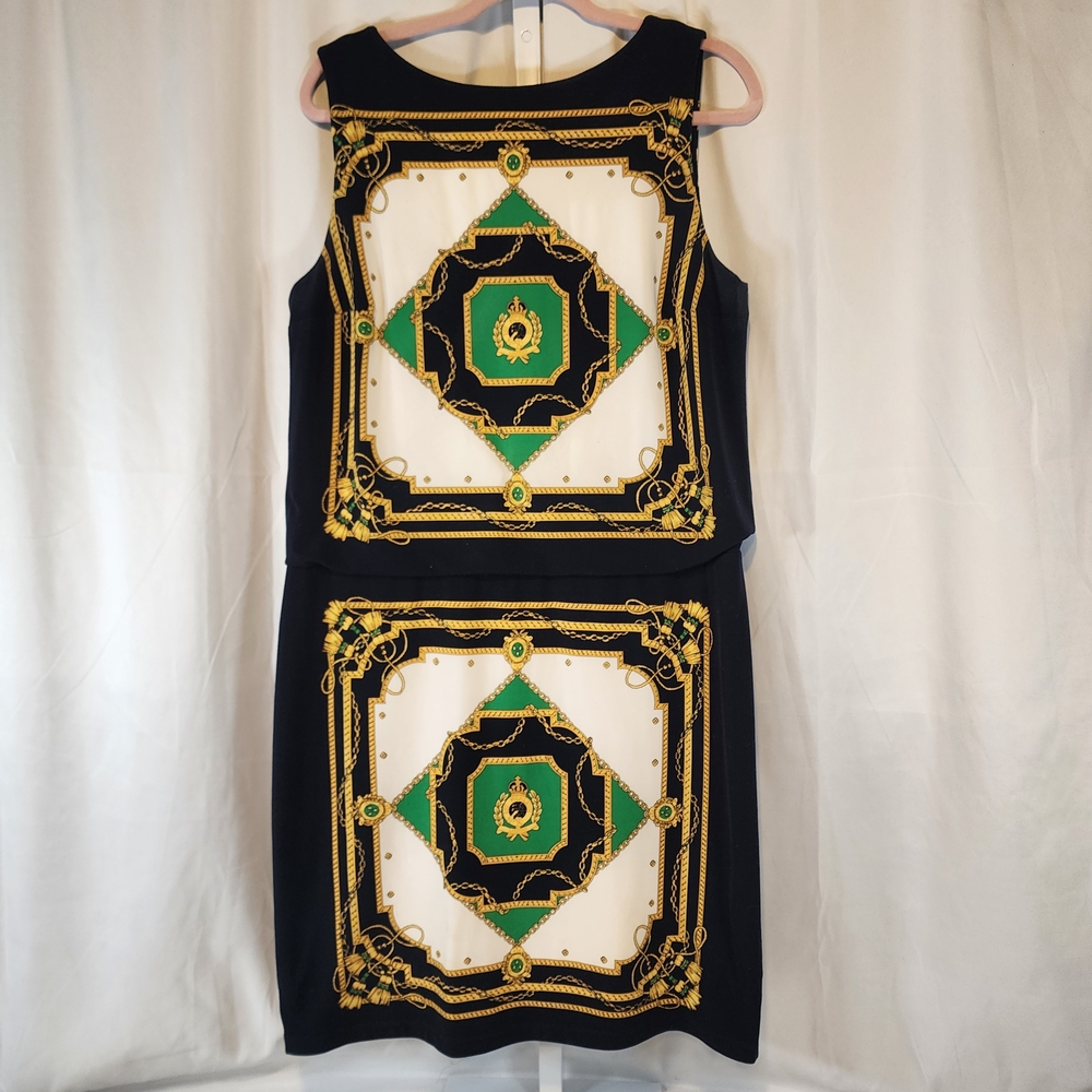 Ralph Lauren Black Dress with Gold and Green Pattern